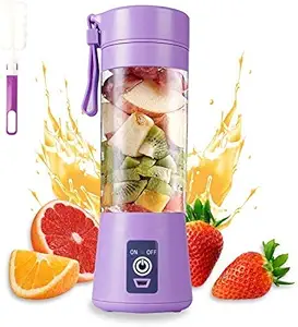 JENVAN Portable USB Electric Blender Juicer Electric Juice Maker Machine for Fruits and Vegetables 380ml Juicer Cup Bottle 6 Blade (Multicolor)