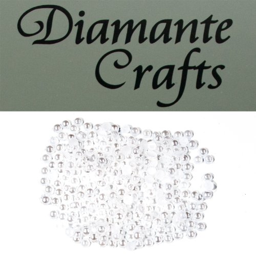 300 x 1mm White Round Pearl loose Flat Back Rhinestone Nail Body Vajazzle Gems - created exclusively for Diamante Crafts