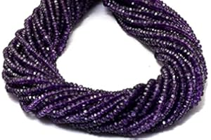 Jaipur Gems Mart Amethyst Perlen, Edelstein 3mm-4mm Facettierte Rondelle Perlen | 13'' Strang | Natürliche afrikanische handgeschnittene Amethyst Halbedelsteinperlen - AAA+ Qualität, Violett
