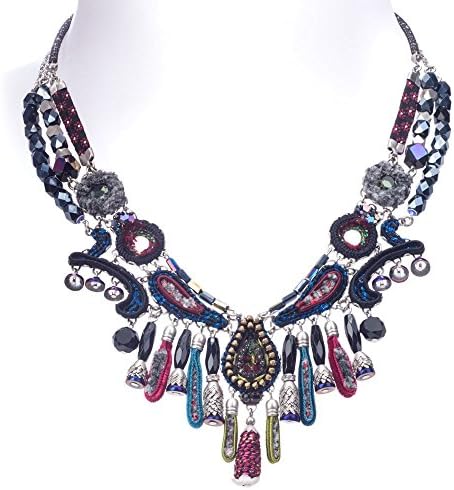Ayala Bar multi beaded and fabric necklace (hip/grey mix)