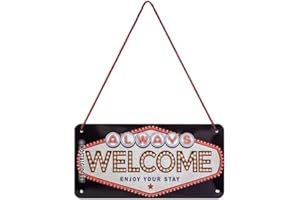 Nostalgic-Art, Cartel colgante retro, Welcome – Idea de regalo para los fans de Estados Unidos, metálico, Diseño vintage para decoración, 10 x 20 cm
