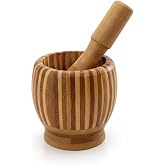 Porsima Pbt-409 Doğal Bambu Havan - Sarımsak D&ouml;veceği Ahşap Sarımsak Ezici Havan D&ouml;ve&ccedil;