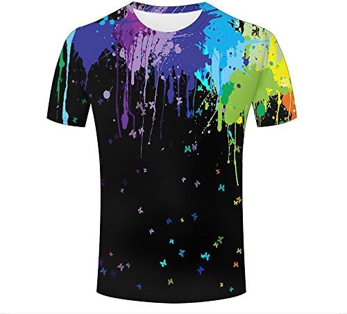 Men 3D Tshirts Unisex Flow Paint Splashes Butterfly Fashion Summer Tees Top L