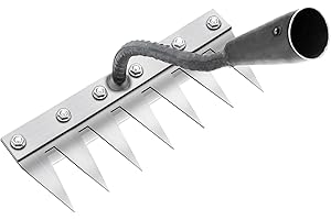 SUNSIOU Rastrello Multifunzione Elimina Erbacce, Rastrello Giardino Portatile, Sarchiatore per Erbacce Manuale per Agricoltura e Giardinaggio, Rastrello Manuale per Erbacce, per Estirp (7 Denti)