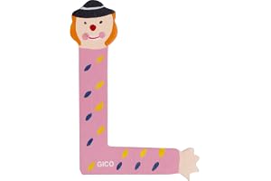Träbokstäver namn barnrum stor dekoration för dörren, roliga clowns, A-Z, höjd ca 9 cm, träbokstav 7361 (L)