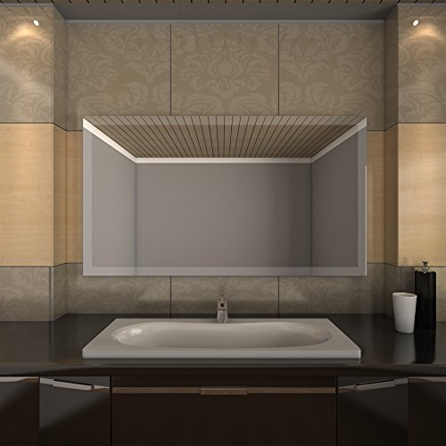 HOPE Badspiegel mit LED-Beleuchtung, rahmenloser Wandspiegel, rückseitig beleuchtet mit satinierten LED-Lichtbändern (Breite 120cm x Höhe 70cm) - 3