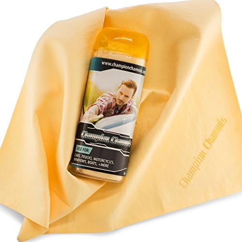 Champion ChamoisChampion Chamois Premium Synthetic Drying Chamois Cloth for Car | Ultra Absorbent, Scratch Free, Washable Shammy | 26" x 17" (Color: Natural)