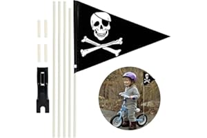 Yuecda Bicycle Flag for Children Bicycle Flag Pirate 60in Children's Bicycle Safety Flag Children's Pennant Black with Mounting Bracket for Children's Bicycle