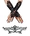 Produktbild CAOLATOR Lace Augenmaske Frau Spitze Gesicht Maske und Handschuhe Masquerade Party Kostüm für venezianischen Karneval Party Schwarz