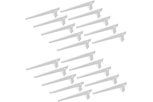 Emuca 7908012 Équerres d'étagère pour rail simple perforation pas 50mm, blanc, 200mm, Set de 20 pièces