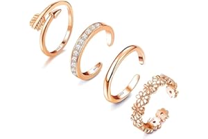 Diamday 925 Sterling Silber Zehenringe für Frauen 18K plattiert Einstellbare kubischer Zirkon Offener Zehenring Set Daisy Blume Pfeil Pinky Band Ringe Strand Fuß Schmuck