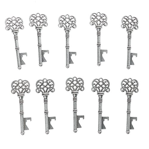 Flaschenöffner Kupfer Hochzeit antik rustikal Bräutigamform Alice im Wunderland Schlüsselanhänger Hochzeit & Party Geschenk – Silber, one size - 2
