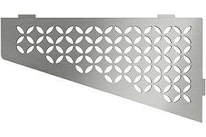 Schluter Étagère d'angle quadrilatérale pour murs carrelés – Motif floral, matériau en acier inoxydable, finition en acier inoxydable brossé, languettes d'ancrage de 3/32" d'épaisseur – SES3D5EB