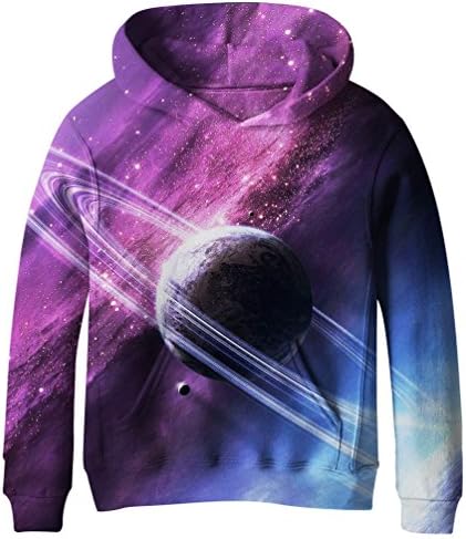 Euro Sky Big Girls Kids Blue Galaxy Pockets Sweatshirts Hooded Hoodies 4-15Y NO17 XS