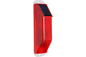 RISOON Solar Strobe Warning Light: Sensitive LED Warning Lamp High Bright Waterproof IP65 Flashing Beacon Barricade Construction Safety Traffic Light for Driveways Dock (Red)