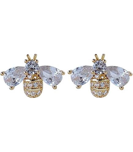 Boucles D'oreilles Clip Art Nouveau Doré Sculpté Abeille Fleur - Neuves Sans Emballage