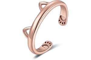 JewelryPalace Ring Süße Katzenpfote Offen Verstellbarer Ring 925 Silber, Katze Pfotenabdruck Silberringe Damen 925 Ringe Frauen, Damenring Sterlingsilber Finger Mädchen, Geschenk Schmuck Rosegold Gold