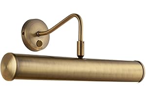 National Lighting YOKER Traditional Decorative Antique Brass Finish E14 LED Compatible Picture Wall Lamp Display Light with Rocker Switch 355mm