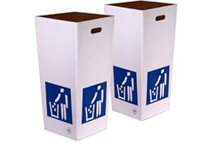ONLY BOXES Lot de 2 poubelle en carton de recyclage, Automontable, Boîte en carton pour recyclage Blanc
