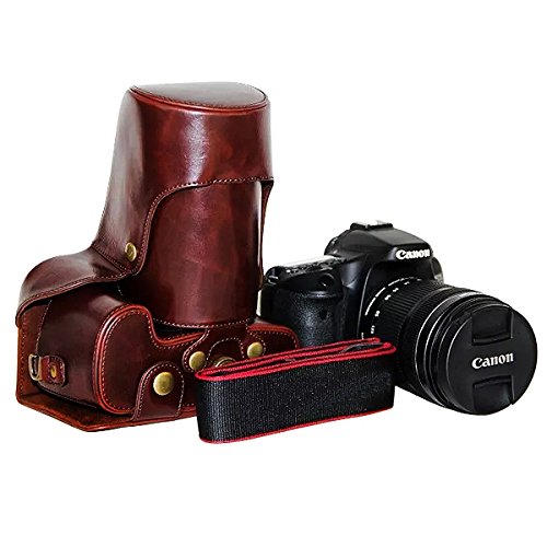 First2savvv XJPT-70D-10 brun fonc   PU cuir   tui housse appareil photo num  rique pour Canon EOS 70D 60D avec Lens 18-135mm 18-200mm 15-85mm 17-85mm   corde Lens