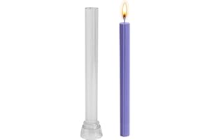 KEHO KEHO KEHONGDUN Church Candle Moulds,Plastic Pillar Candle Moulds for Candle Making,Long Pole Candle Making Mould Cylindrical Stripe Candlestick Mold for Soy Wax Wedding Dinner DIY Craft Supplies Home Decor