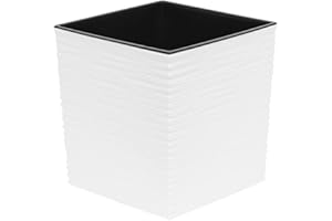 Lamela Pot de Fleurs en Plastique sculpté Juka 19 cm et bac d'interieur, Blanc