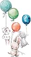 Adesivi Murali KOKOLAP Con Palloncino E Animaletti Ad Acquerello. Decorazione Colorata E Simpatica Per La Cameretta Dei Bambini.