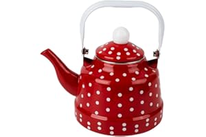 jojofuny Teakettle smaltato porcellana con il bollitore ceramico del tè della teiera dello smalto della maniglia per l'acqua calda del piano cottura nessun fischio 1. 1L