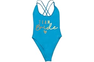 FORKIS Bikini Triangolo Donna Team Bride Letter Stampa in Un Pezzo di Costumi da Bagno in Un Pezzo da Bagno da Bagno Bachelorette Festeggiatore di Costumi da Bagno Estivo da Bagno.