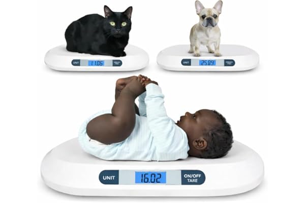 Smart Weigh Pèse-bébé Numérique avec un Large Écran LCD Rétroéclairé, 3 Modes de Pesage et une Fonctionnalité de Tare de 20 kg/ 44 lb