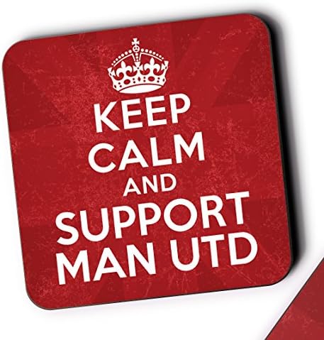 Keep Calm And Support MAN UTD Mug Coasters Tea Coffee Coaster Gift Set - MuggyBug (Set Of 2 Coasters)