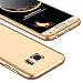 Produktbild JMGoodstore Samsung Galaxy S7 Edge Hülle,+Panzerglas Displayschutzfolie,3 in 1 Ultra Dünn 360 Full Body Schutz Schutzhülle Anti-Kratzer Stoßfest Hart PC Skin Rückdeckel Glatte Rückseite Bumper Gold