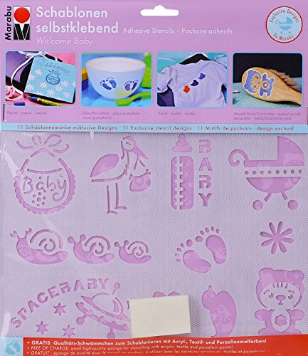 Marabu 4007751505774 Motivschablonen-set welcome baby Motiv Baby Kind Geburt Schablone