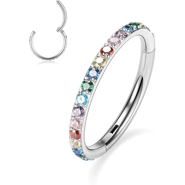 Orecchino In Titanio G23 Per Cartilagine - Cerchio 16G, CZ, Per Septum, Daith, Elica - Foto 6