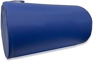 QUIRUMED Cuscino a rullo, 55 x 30 cm, blu, similpelle, imbottitura in gommapiuma, per yoga, per fitness, per massaggi