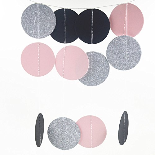 Skylove Papierdeko Seidenpapier-Blumen und Papier-Laternen Party-Dekoration, 6 Stück Pink,Black,White - 4