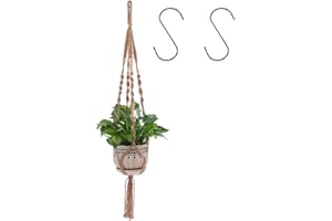 GIEEU Suspension de plantes en macramé, style bohème, 100 % jute naturelle, corde de coton, durable pour intérieur et extérieur, support de plantes pour salon, chambre à coucher, balcon, 90 cm