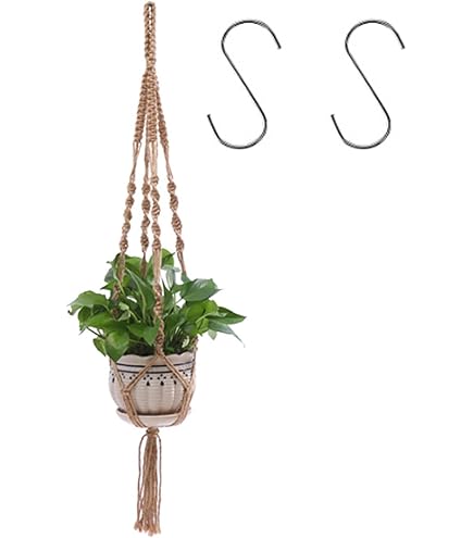 Suspension Macramé Pour Plantes - Longueur 90 Cm, Corde De Coton Fait Main, Style Boho Pour Intérieur Ou Balcon