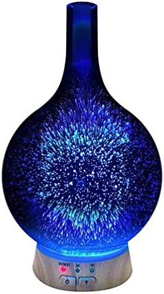 TJUAN 100ml 3D Glass Vase Aromatherapy Essential Oil Diffuser Silent Cool Mist Humidifier with 7 Colors -Wood grain