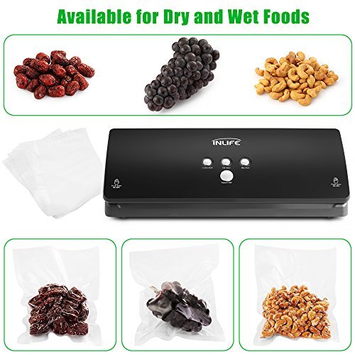 INLIFE K8 Vakuumierer, sous vide vakuumierer mit 10 Beutel(5 für 6×10″und 5 für 10×8″) - 5