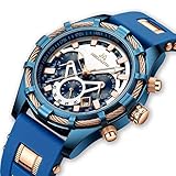 Herren Uhren Manner Militär Wasserdicht Sport Chronographen Blau Armbanduhr Mann Luxus Mode Leuchtende Analoge Datum Uhr