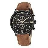 TPulling Uhren ,Herren analog Quarzwerk Luxus Armbanduhr with Braun Leder Band Metall Dial JD 660