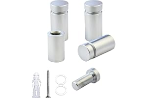 BESTANDOFF 4 Pcs Aluminum Standoff Fixings, Sign Standoff Screws Wall Mount Advertisement Fixings Bolts for Sign Displays, Sign Support Wall Mount (Satin Chrome(Electroplated), 12mm Dia x 20mm H)