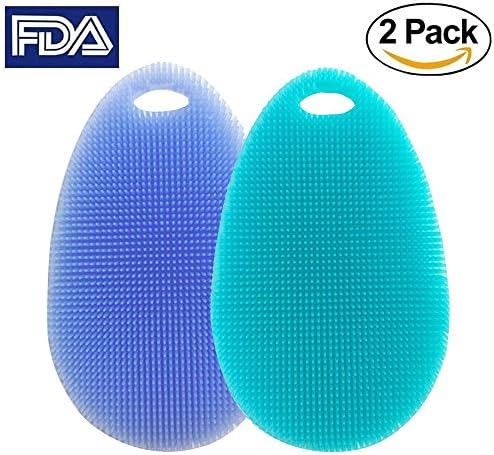 Silicone Dishwashing Sponge, Beupro 100% Food-Grade Antibacterial Silicone Dishwashing Scrubber, Multipurpose Non Stick Mildew-Free Brush for Kitchen Wash Pot Pan Dish Bowl / Wash Fruit and Vegetable