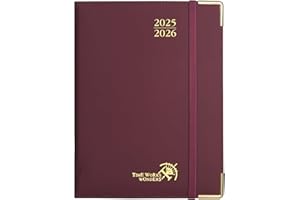 POPRUN Agenda 2025 2026 Settimanale Premium 22 x 16,5 cm, Diario Scuola Verticale con 17 Mesi da Ago.2025 a Dic.2026, Copertina Rigida, Carta Spessa da 80 GSM, Bordeaux Scuro
