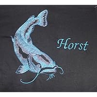 pinkeSterne ☆ Shirt Herrenshirt T-Shirt Oberteil Bestickt Fisch Wels Angeln Name Männer Geschenk