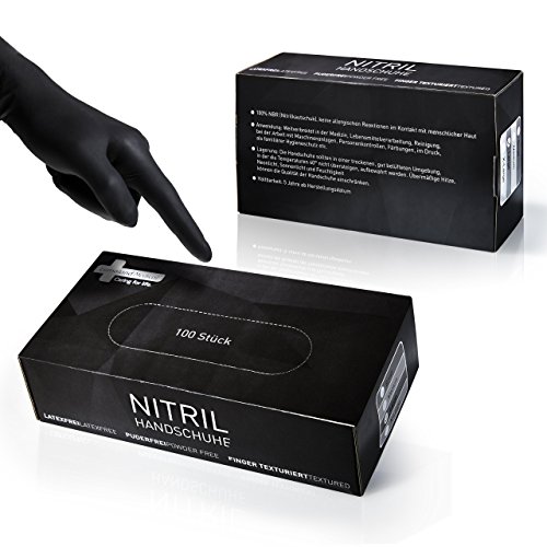 Preisvergleich Produktbild Lumaland Medical Nitrilhandschuhe schwarz puderfrei Einmalhandschuhe 100 Stück verschiedene Größen XL