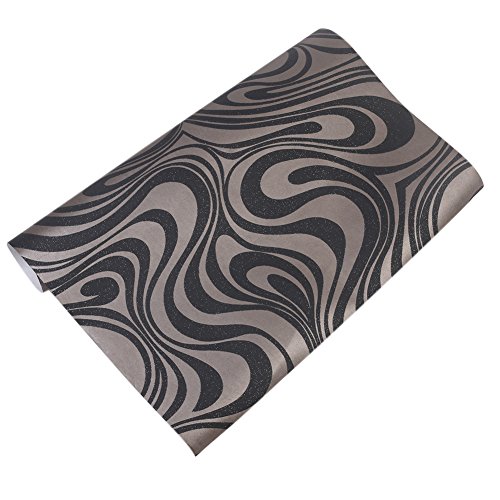Little Thing Dick Non-Woven Modern Luxus Abstrakt Kurve Gestreift 3D Wallpaper Tapeten Wand Wandaufkleber für Schlafzimmer Wohnzimmer TV Hintergrund 0.7×8.4m (Schwarz) - 5