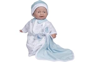 JC Toys- Muñeca La Baby de 28 cm tiene cuerpo blando y lavable, manta y chupete, azul, diseñada en España, +12 meses