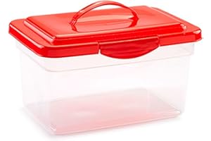ACAN Tradineur - Caja de almacenamiento transparente con tapa en color aleatorio - N.º 25 - Capacidad de 9 Litros - 23,5 x 35,5 x 20 cm